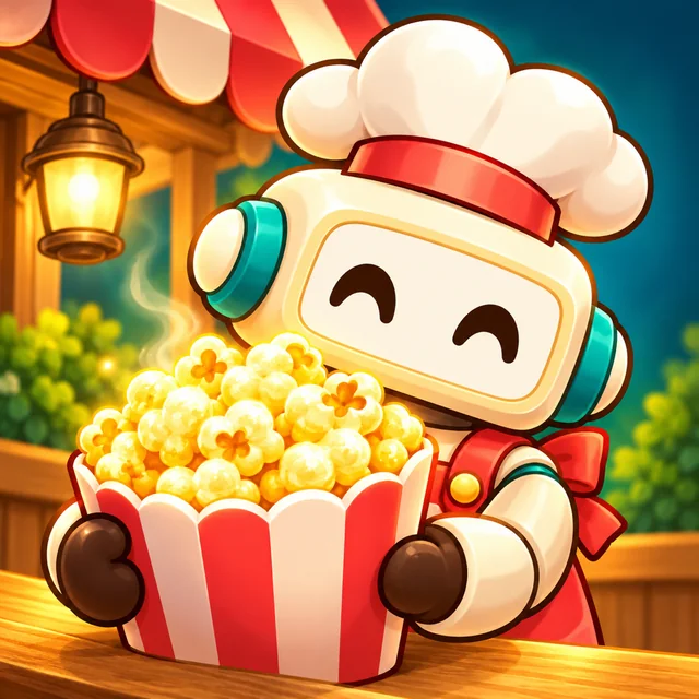 Little Snack Street app icon: a cheerful robot chef holding popcorn